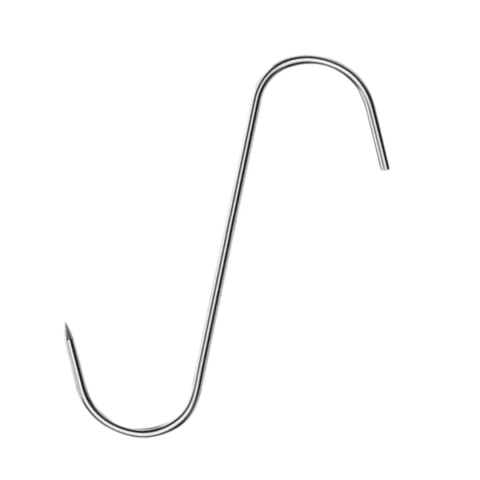 CASA & GRADINA - Carlig pentru afumatoare, argintiu 14 cm, grosime 2.8 mm, inox rezistent tip S cu varf ascutit, pentru suspendare carne, macelarie, uscare si maturare