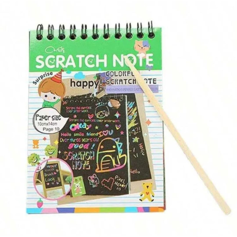 Carnetel creativ verde 14.2 x 9.8 cm, Scratch, 12 planse razuibile, efect curcubeu, creion,  desen, joaca si activitati educative [1]