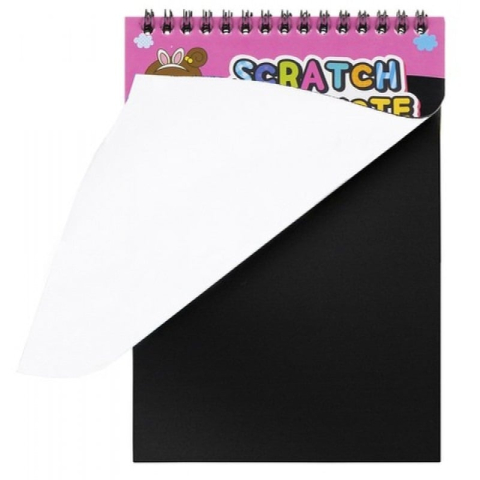 Carnetel creativ roz 20 x 14 cm, Rainbow Scratch Notes, 12 planse razuibile, efect curcubeu, creion din lemn inclus, pentru desen, joaca si activitati educative [6]