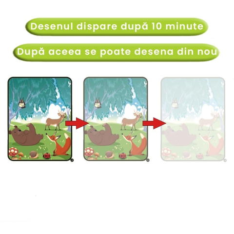 Carte reutilizabila de colorat, model animale, 8 pagini, 19 x 15.5 cm, marker cu apa inclus, caiet educativ cu spirala pentru copii 3+ ani [8]
