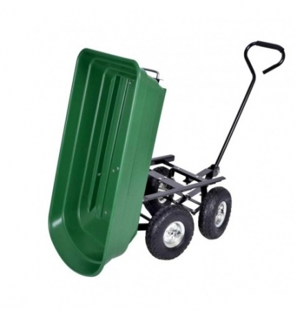 Carucior basculabil de curte,gradina,cadru metalic si cuva din material rezistent,sarcina maxima 250 kg - Verde [9]