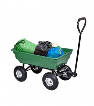 Carucior basculabil de curte,gradina,cadru metalic si cuva din material rezistent,sarcina maxima 250 kg - Verde [8]