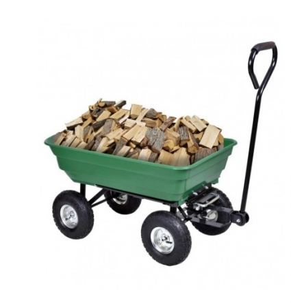 Carucior basculabil de curte,gradina,cadru metalic si cuva din material rezistent,sarcina maxima 250 kg - Verde [4]