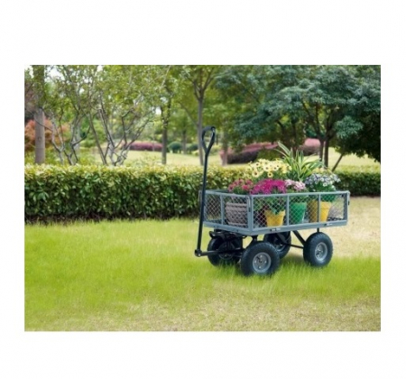 Carucior basculabil de curte,gradina,cadru metalic,roti pneumatice,sarcina maxima 200 kg - Gri [3]