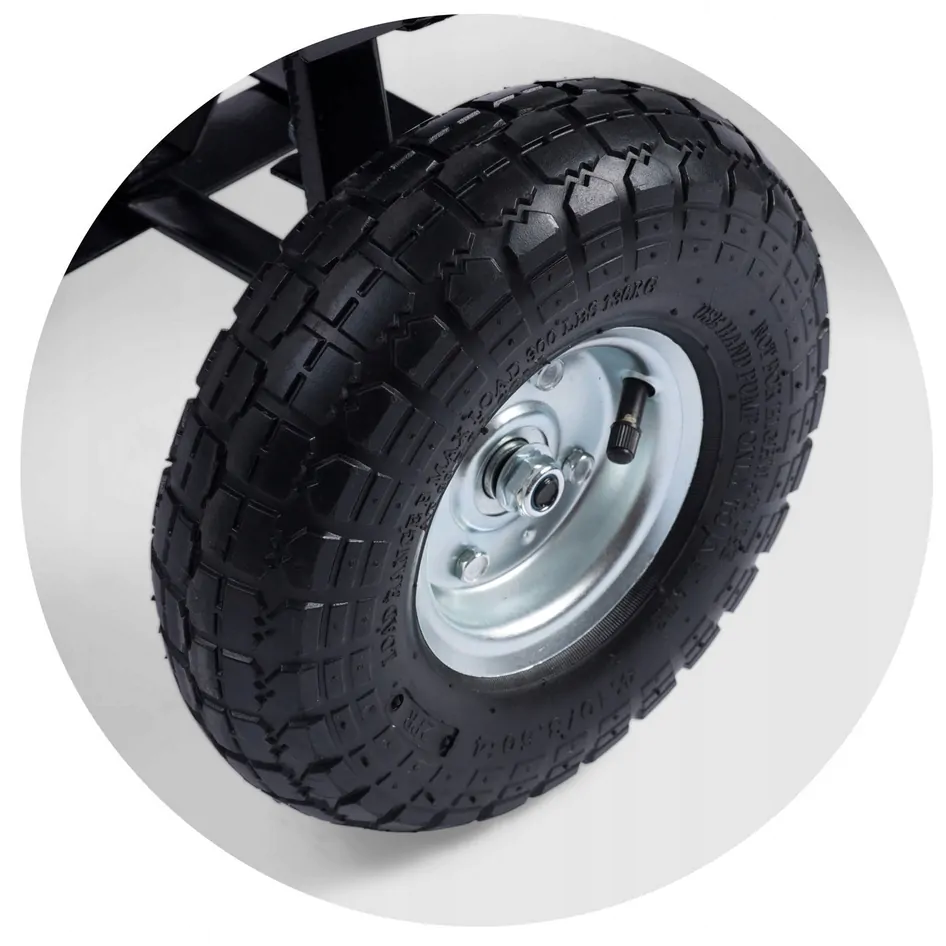 Carucior negru 110 cm cu bena 80 l, capacitate 300 kg, 4 roti gonflabile cu rulmenti [6]