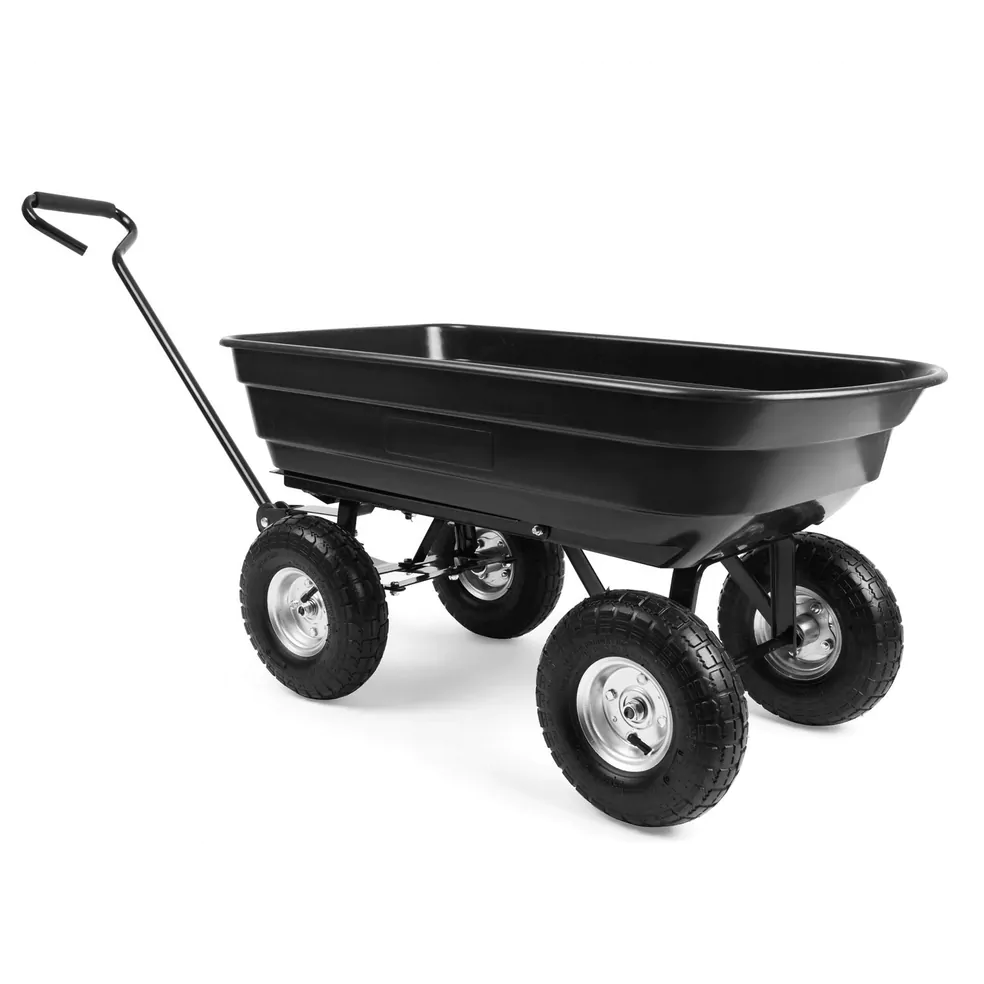Carucior negru 110 cm cu bena 80 l, capacitate 300 kg, 4 roti gonflabile cu rulmenti [2]