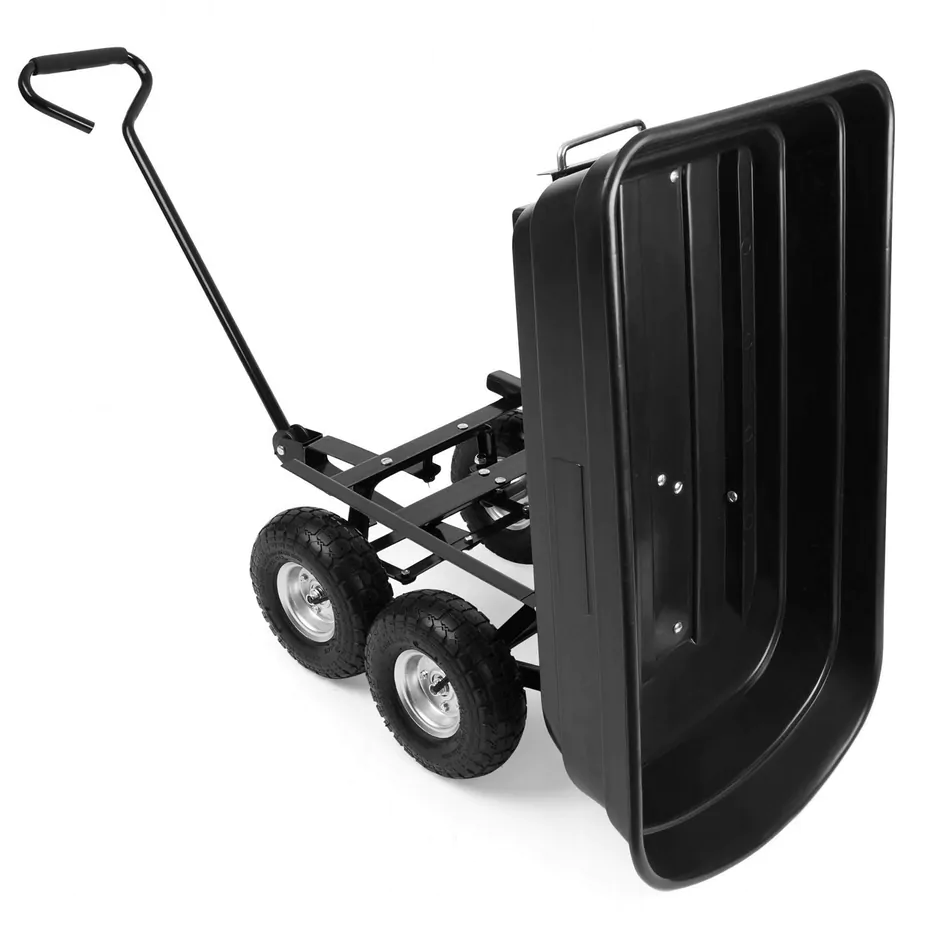 Carucior negru 110 cm cu bena 80 l, capacitate 300 kg, 4 roti gonflabile cu rulmenti [1]