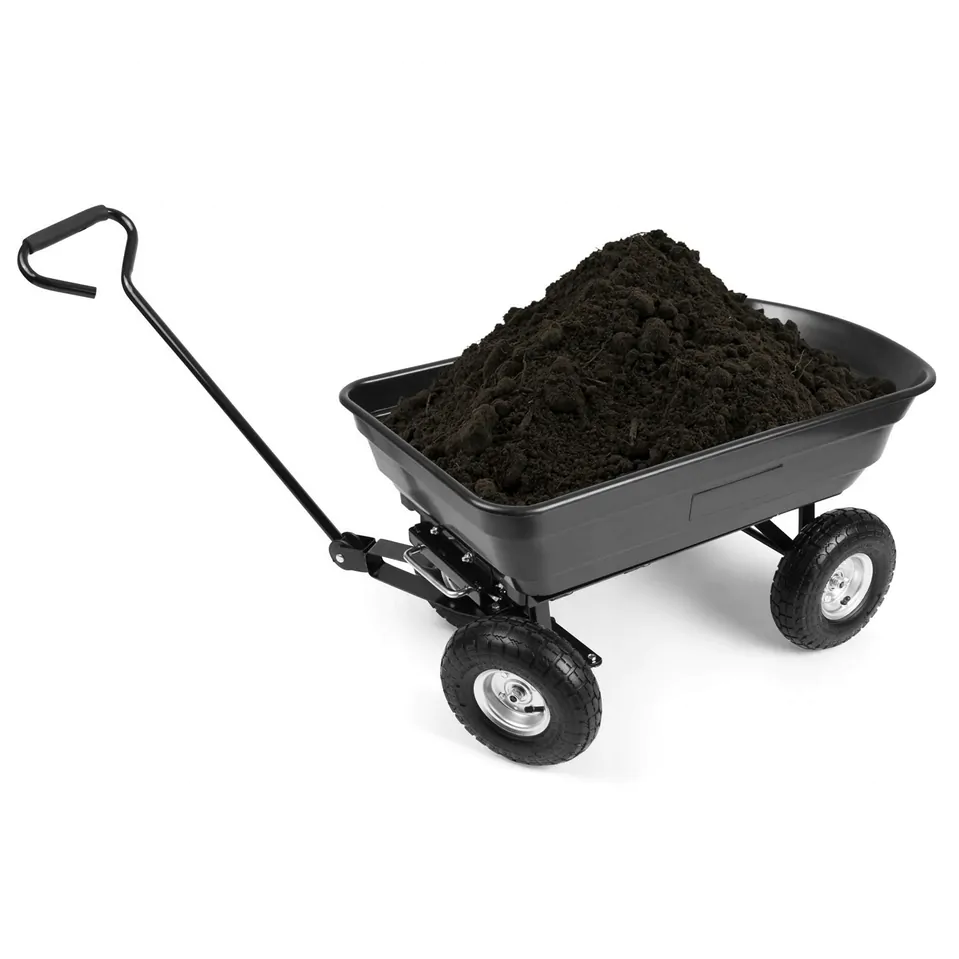 Carucior negru 110 cm cu bena 80 l, capacitate 300 kg, 4 roti gonflabile cu rulmenti [3]
