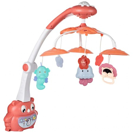 Crestere copil - Carusel Interactiv Multifunctional bebelusi, 33 x 43 x 53 cm, lumini multicolore si sunete,Proiector cu animalute