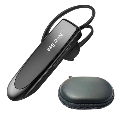 Casti si Boxe - Casca Bluetooth 5.0 New Bee, wireless, autonomie 20 ore, husa transport si protectie inclusa