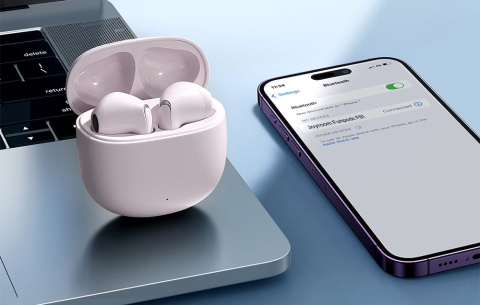 Casti wireless, Bluetooth 5.3, impermeabile IP54, autonomie 7 ore, roz [9]