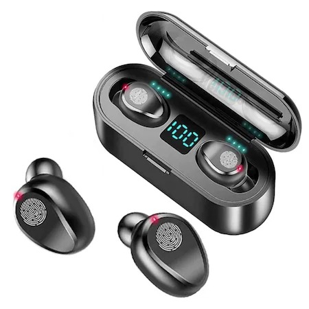 Casti si Boxe - Casti wireless F9,afisare digitala - Negru