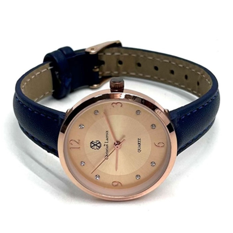 Ceas dama cu aspect haute couture, carcasa aur roz, pietre decorative, curea PU, baterie inlocuibila – Christian Lacroix [1]