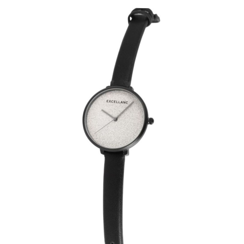 Ceas dama, negru 22 cm cu curea din imitatie de piele 10 mm, carcasa neagra 34 mm, cadran argintiu, mecanism quartz, sticla minerala [2]