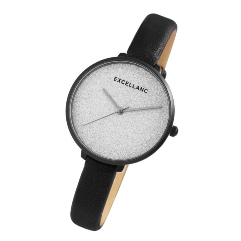 Ceas dama, negru 22 cm cu curea din imitatie de piele 10 mm, carcasa neagra 34 mm, cadran argintiu, mecanism quartz, sticla minerala [1]