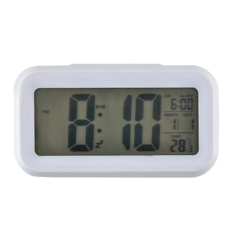 Ceas electronic cu afisare LED, alarma si termometru - Alb [2]