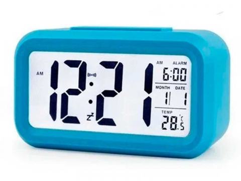 Electronice si electrocasnice - Ceas electronic cu afisare LED, alarma si termometru, albastru