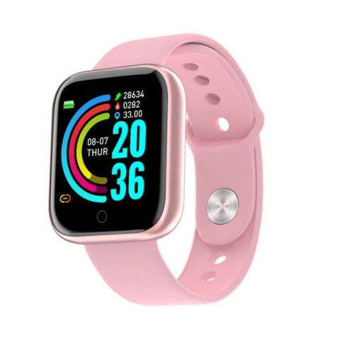Fitness - Ceas smartwatch, Bluetooth, monitorizare somn, pedometru, puls, activitati, notificari, roz