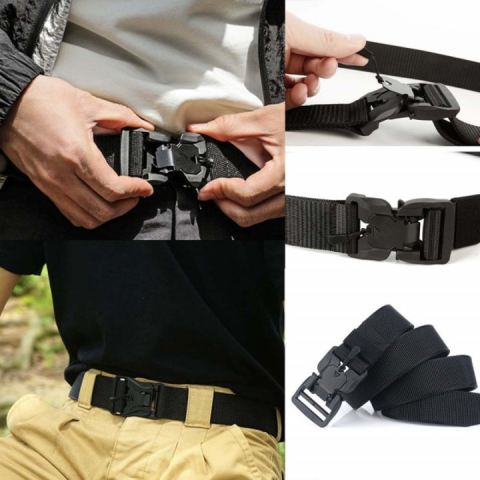 Centura tactica pentru barbati, 3.8 x 125 cm, catarama magnetica, material textil rezistent, negru – confort, durabilitate si stil pentru utilizare zilnica [3]