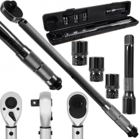Scule auto - Cheie dinamometrica 28-210Nm 1/2 + 3 capete suplimentare 17/19/21 mm + cutie depozitare