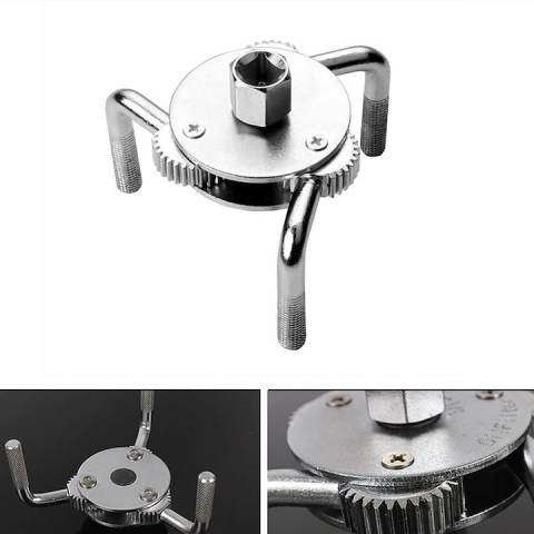 Cheie pentru filtrul de ulei, universala, 3 brate, metalica, argintie [2]
