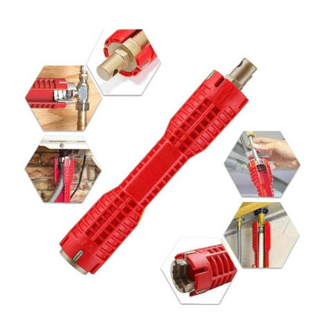 Cheie tubulara universala pentru conducte si tevi, cu nivela si maner antiderapant, plastic/otel, 24 x 5 cm, rosu – solutie profesionala pentru instalatii sanitare precise si rapide [10]