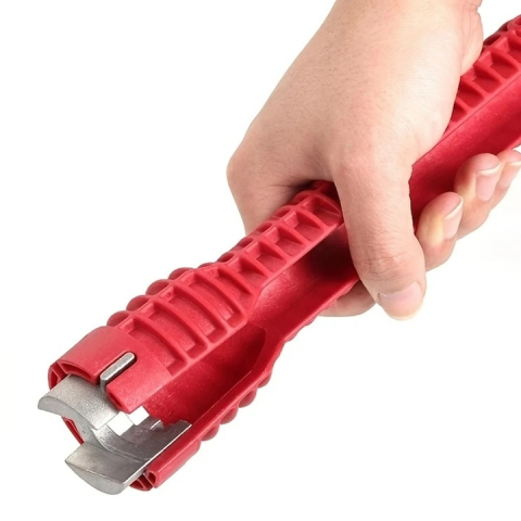 Cheie tubulara universala pentru conducte si tevi, cu nivela si maner antiderapant, plastic/otel, 24 x 5 cm, rosu – solutie profesionala pentru instalatii sanitare precise si rapide [7]