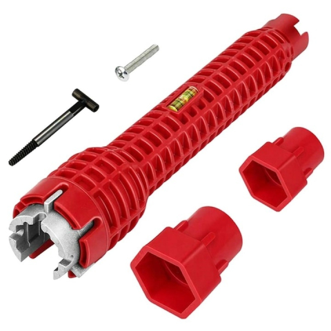 Diverse Unelte - Cheie universala instalatii sanitare reglabila, montaj baterii si chiuvete, ergonomica, plastic si otel, rosie 25 cm