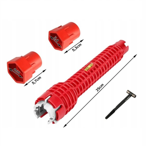 Cheie universala instalatii sanitare reglabila, montaj baterii si chiuvete, ergonomica, plastic si otel, rosie 25 cm [9]