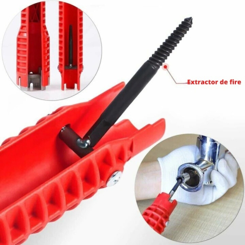 Cheie universala instalatii sanitare reglabila, montaj baterii si chiuvete, ergonomica, plastic si otel, rosie 25 cm [2]