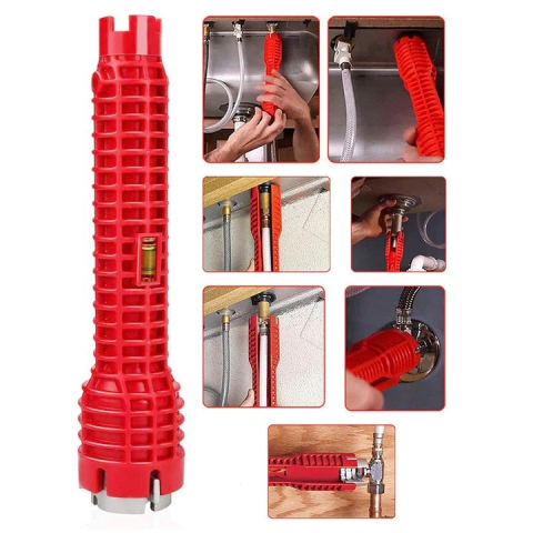 Cheie universala instalatii sanitare reglabila, montaj baterii si chiuvete, ergonomica, plastic si otel, rosie 25 cm [5]