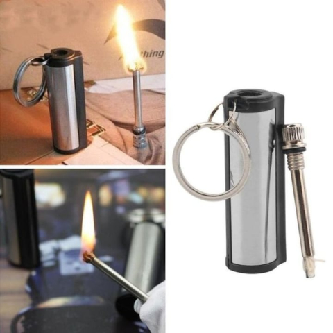 Chibrit reincarcabil, otel, tip breloc, 6.4x1.9 cm, gri [9]