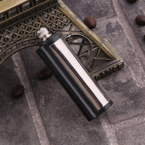 Chibrit reincarcabil, otel, tip breloc, 6.4x1.9 cm, gri [10]