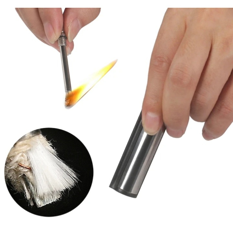 Chibrit reincarcabil, otel, tip breloc, 6.4x1.9 cm, gri [5]