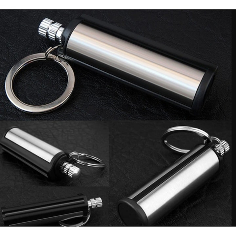 Chibrit reincarcabil, otel, tip breloc, 6.4x1.9 cm, gri [3]