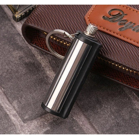 Chibrit reincarcabil, otel, tip breloc, 6.4x1.9 cm, gri [4]