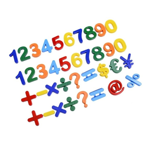 Cifre si simboluri magnetice pentru frigider, set 37 piese, joc educativ pentru invatare matematica, copii 3+ ani, plastic [1]