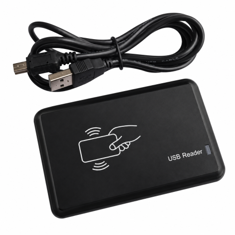 ELECTRONICE - Cititor carduri RFID negru 125 kHz, iesire 10H, conexiune USB, reader pentru cartele si taguri de proximitate