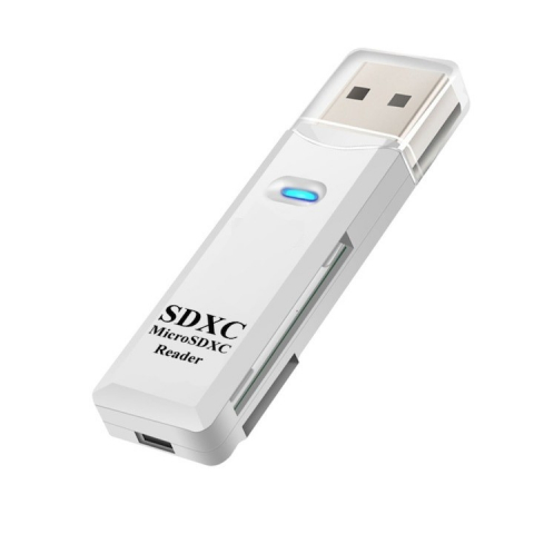 Gadgeturi - Cititor de carduri 2in1 pentru SDXC si microSDXC, indicator LED, viteza transfer 2.0 - Alb