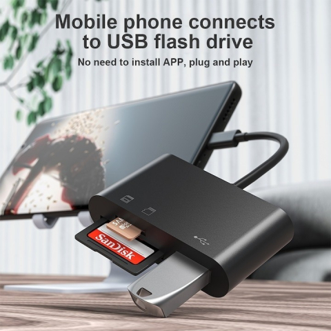 Cititor de carduri 4in1, SD cu USB C, adaptor SD MicroSD USB - Negru [3]
