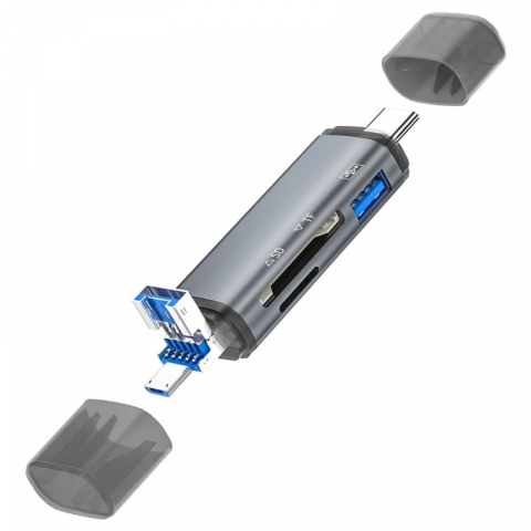 Gadgeturi - Cititor de carduri multifunctional 6in1, viteza de transfer ridicata 3.0 - Gri