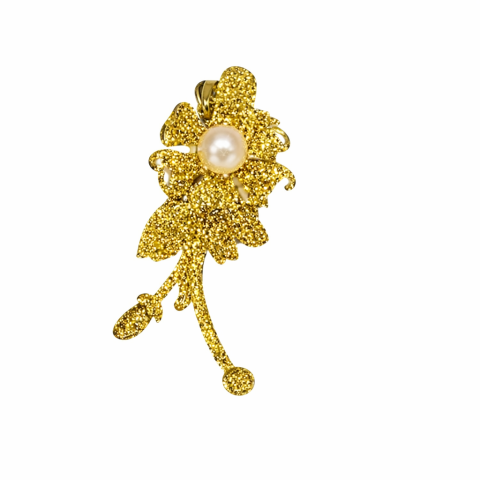 Clema de par aurie 5 x 2 cm, model floral metalizat, accesoriu elegant pentru coafuri, prindere ferma, 1 buc