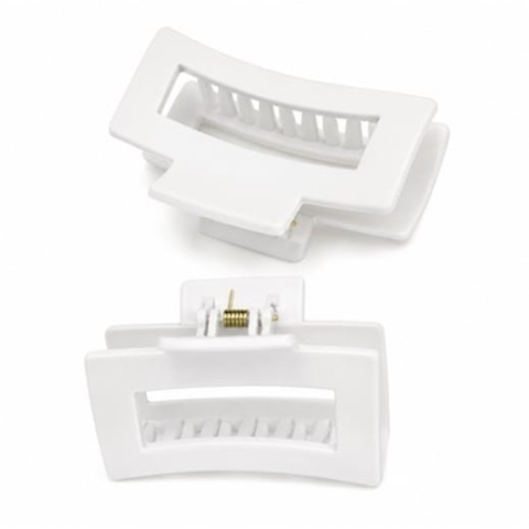 Clama par alba 10.3 x 5 cm, cleste lat din plastic rigid, fixare sigura pentru coc, coada si par lung [1]