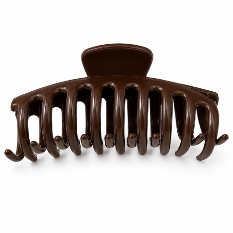 Clama pentru par, maro inchis 10.9 x 4.5 cm, cleste robust din plastic rigid cu dinti curbati, prindere rapida pentru coc si par gros [3]