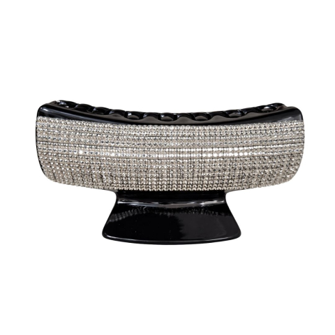 CASA & GRADINA - Clema par eleganta neagra cu cristale maro stralucitoare, model geometric lat, prindere puternica, arc metalic rezistent