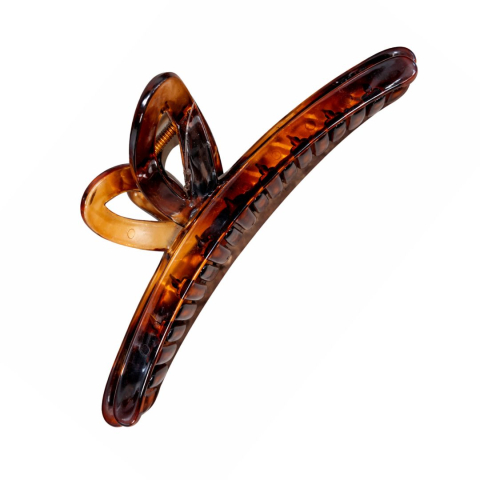 Clema par mare model clasic, maro tortoise, prindere puternica, arc metalic rezistent, pentru coafuri rapide [1]