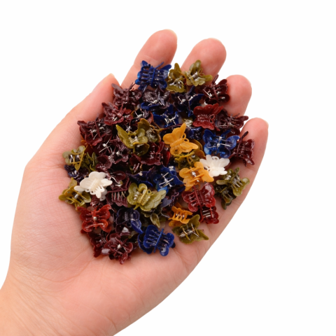 Clema par mini model fluturas verde 2 cm, plastic rezistent, sistem arc metalic, 1 bucata [2]