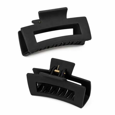 Clama par neagra 10.3 x 5 cm, cleste lat din plastic rigid, prindere puternica pentru coc, coada si par gros [2]