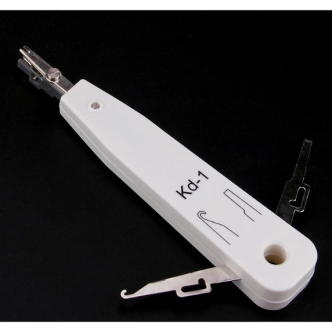 Cleste de sertizat LSA cu cutit KRONE si senzor, pentru conectarea cablurilor 0.35 mm si 0.7 mm, plastic + metal, alb, lungime 18 cm – instrument profesional pentru electricieni si tehnicieni IT [8]