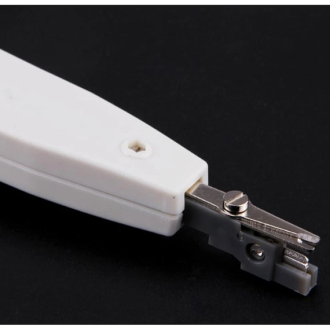 Cleste de sertizat LSA cu cutit KRONE si senzor, pentru conectarea cablurilor 0.35 mm si 0.7 mm, plastic + metal, alb, lungime 18 cm – instrument profesional pentru electricieni si tehnicieni IT [7]